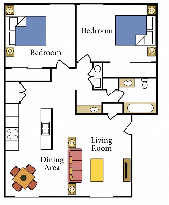 2 Bedroom Floor Plan 2